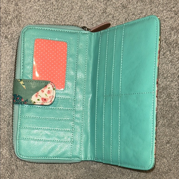 Charming Teal Bird Pattern Wallet - Picture 3 of 4
